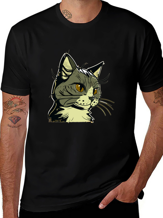 Cool Cat Graphic Tee - Black Cotton Shirt
