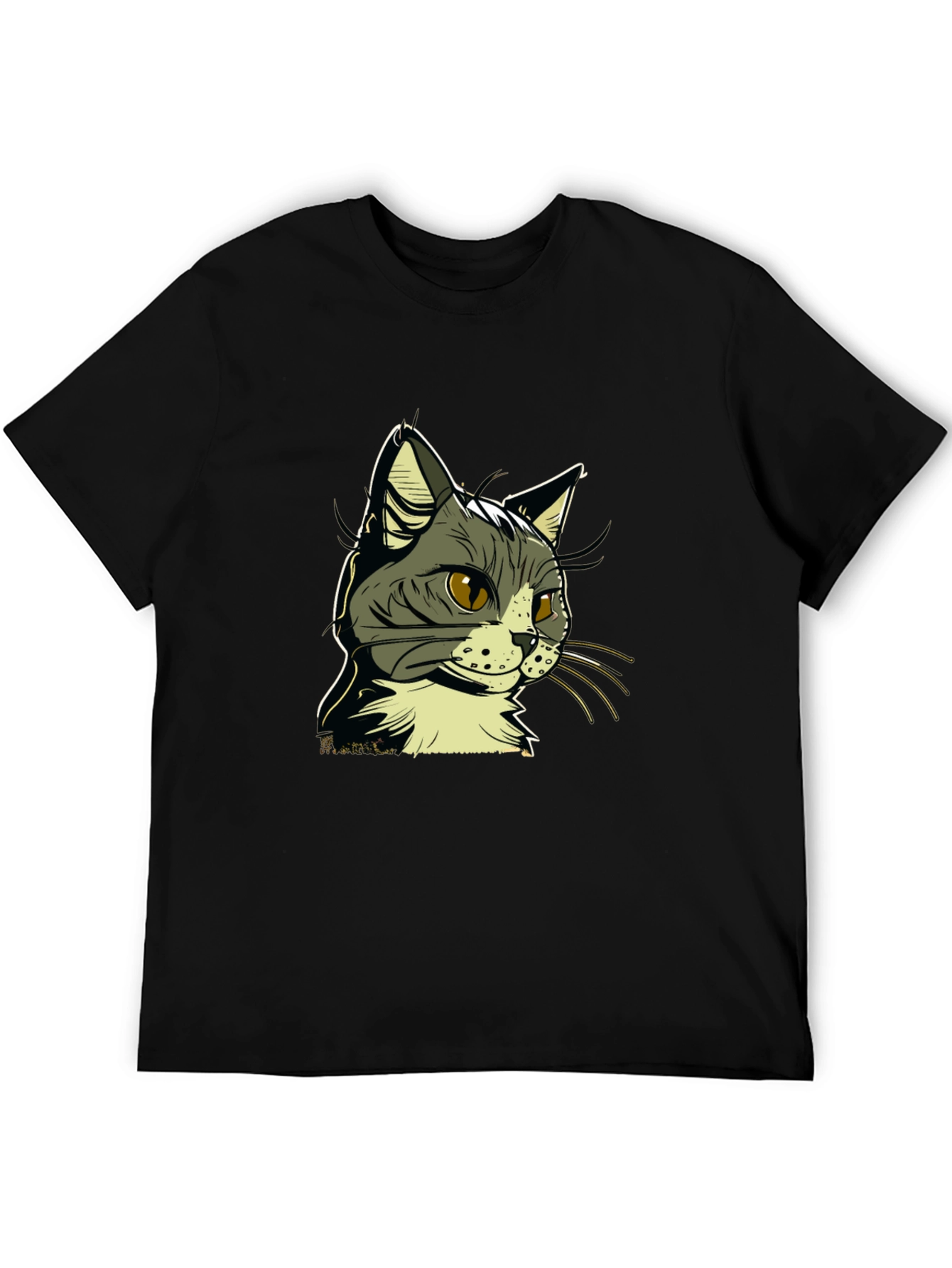 Cool Cat Graphic Tee - Black Cotton Shirt
