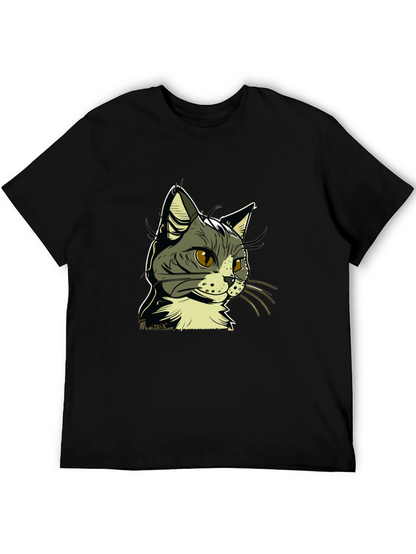 Cool Cat Graphic Tee - Black Cotton Shirt