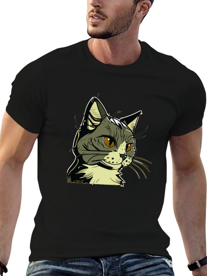 Cool Cat Graphic Tee - Black Cotton Shirt