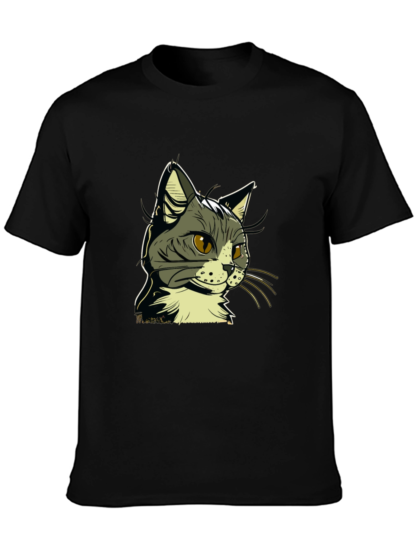 Cool Cat Graphic Tee - Black Cotton Shirt