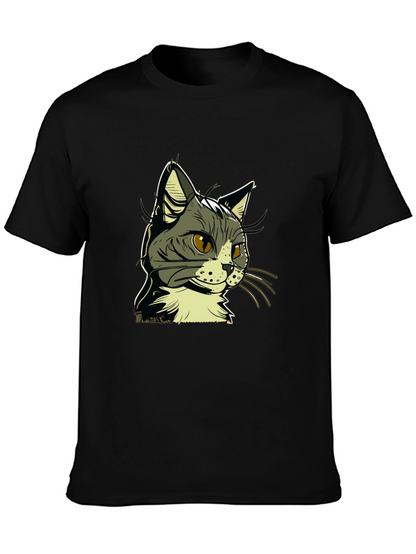 Cool Cat Graphic Tee - Black Cotton Shirt