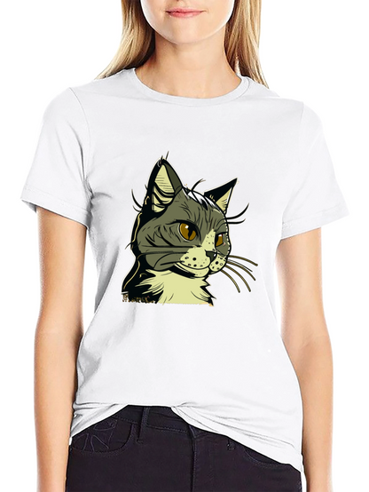 Cool Cat Graphic Tee - Black Cotton Shirt