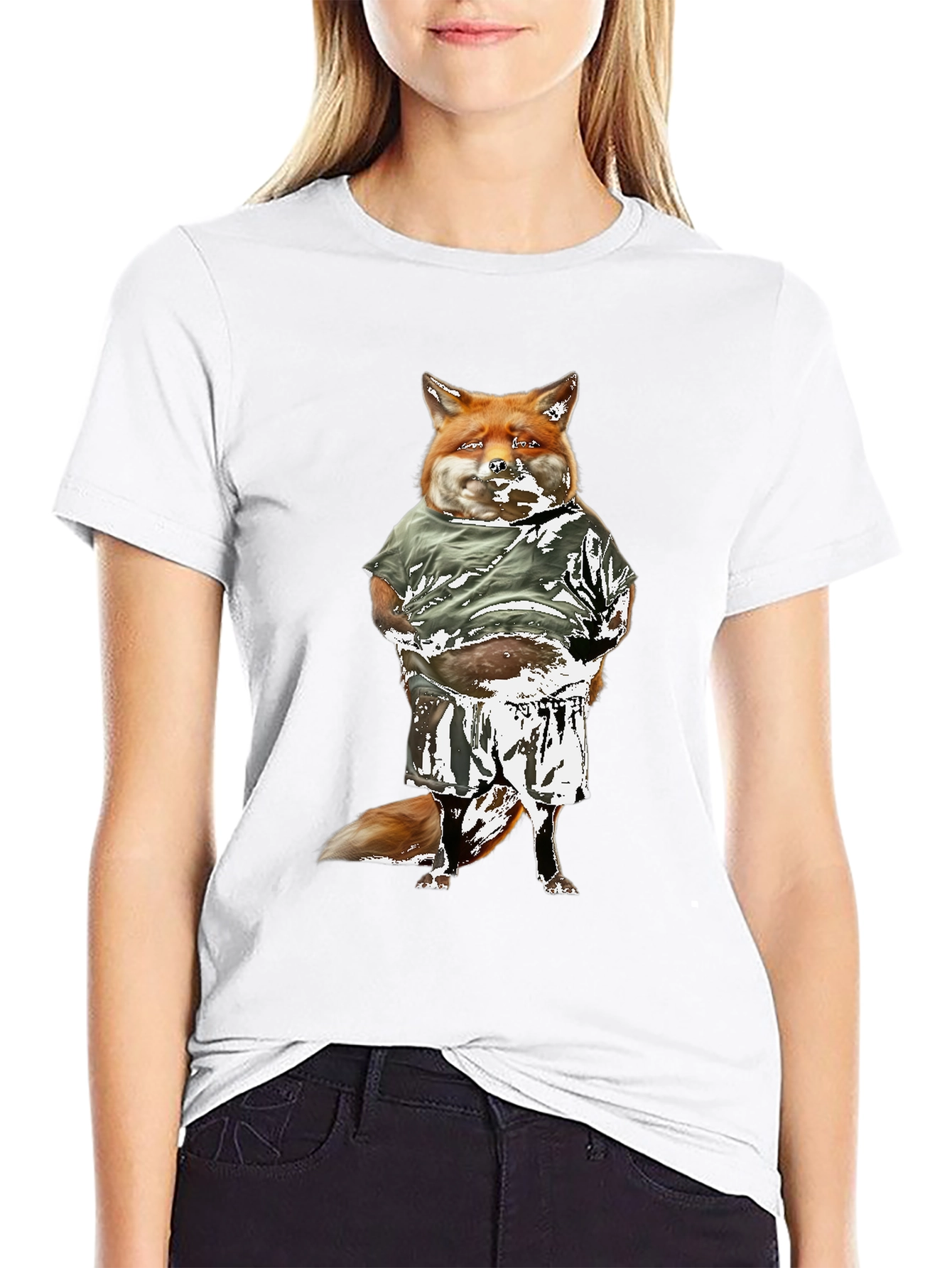 Funny Fox Graphic Tee - Black Cotton T-Shirt
