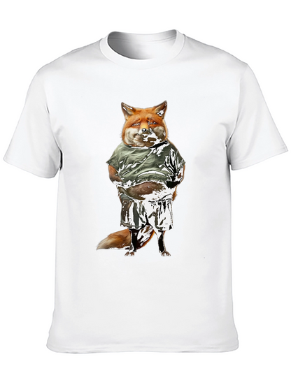 Funny Fox Graphic Tee - Black Cotton T-Shirt