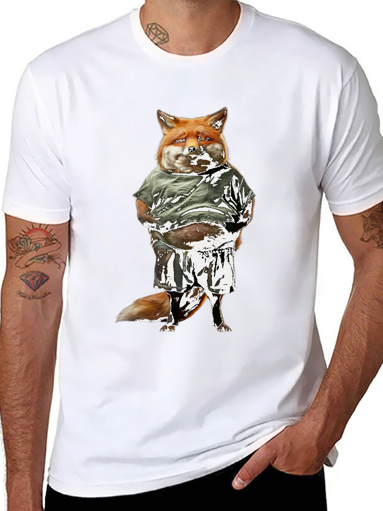 Funny Fox Graphic Tee - Black Cotton T-Shirt