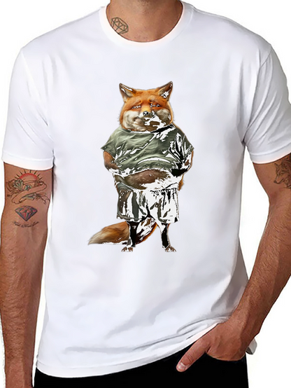 Funny Fox Graphic Tee - Black Cotton T-Shirt