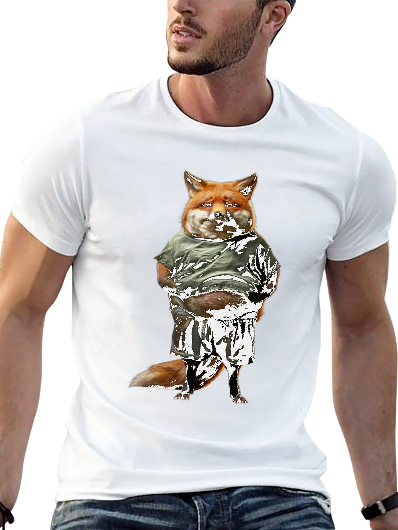 Funny Fox Graphic Tee - Black Cotton T-Shirt