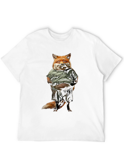 Funny Fox Graphic Tee - Black Cotton T-Shirt