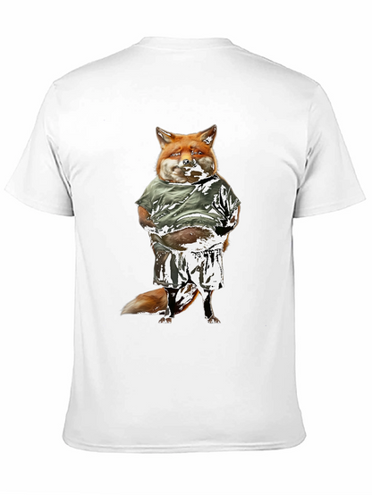 Funny Fox Graphic Tee - Black Cotton T-Shirt