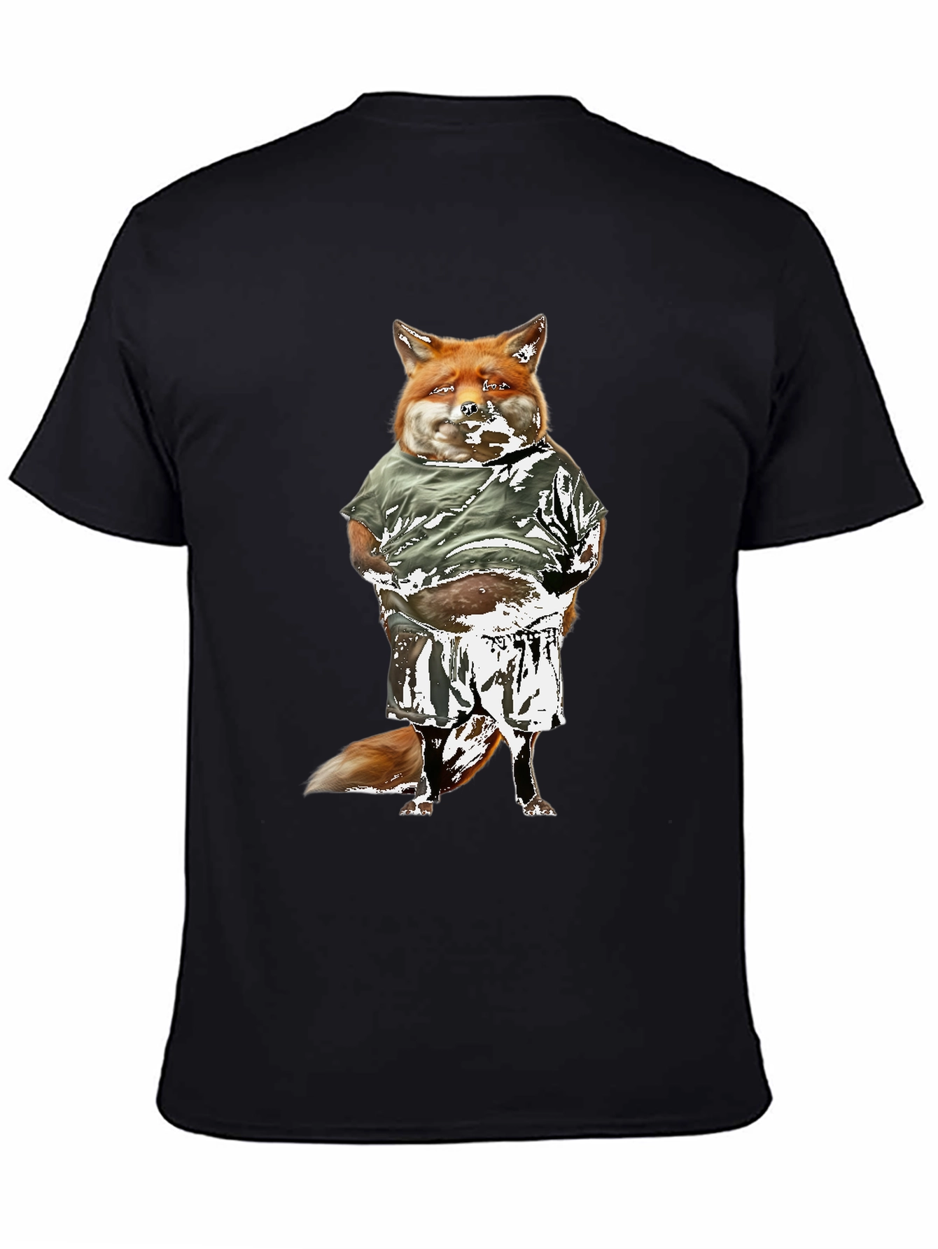Funny Fox Graphic Tee - Black Cotton T-Shirt