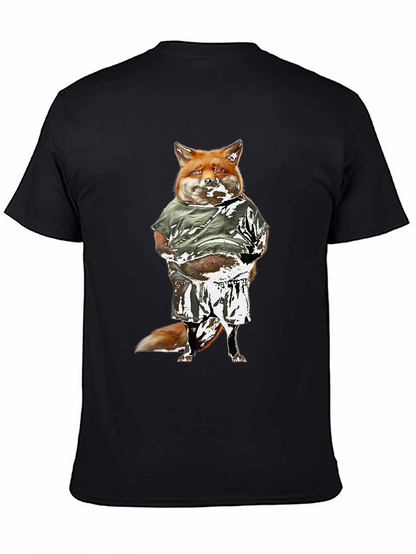 Funny Fox Graphic Tee - Black Cotton T-Shirt