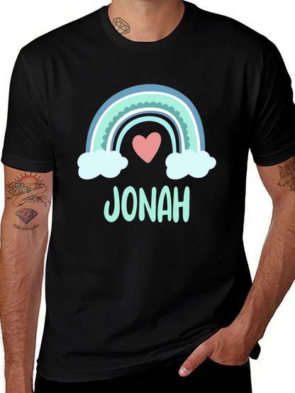 Personalized Jonah Rainbow Heart T-Shirt