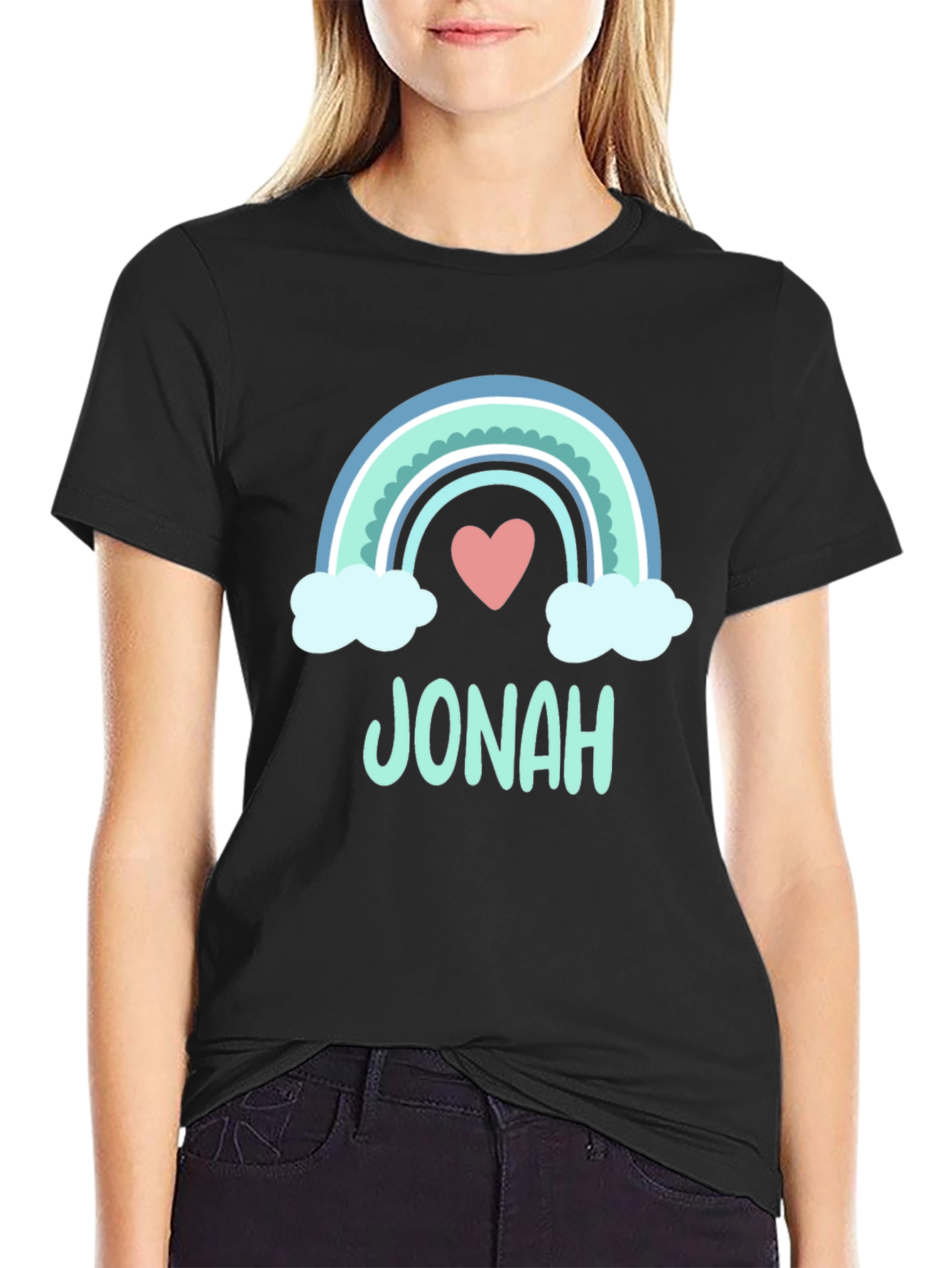 Personalized Jonah Rainbow Heart T-Shirt