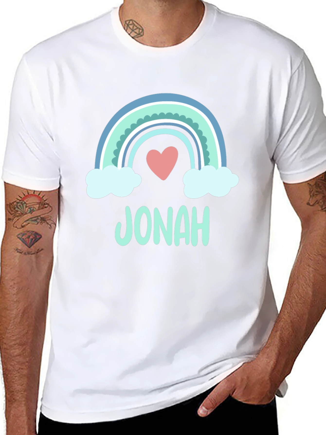 Personalized Jonah Rainbow Heart T-Shirt