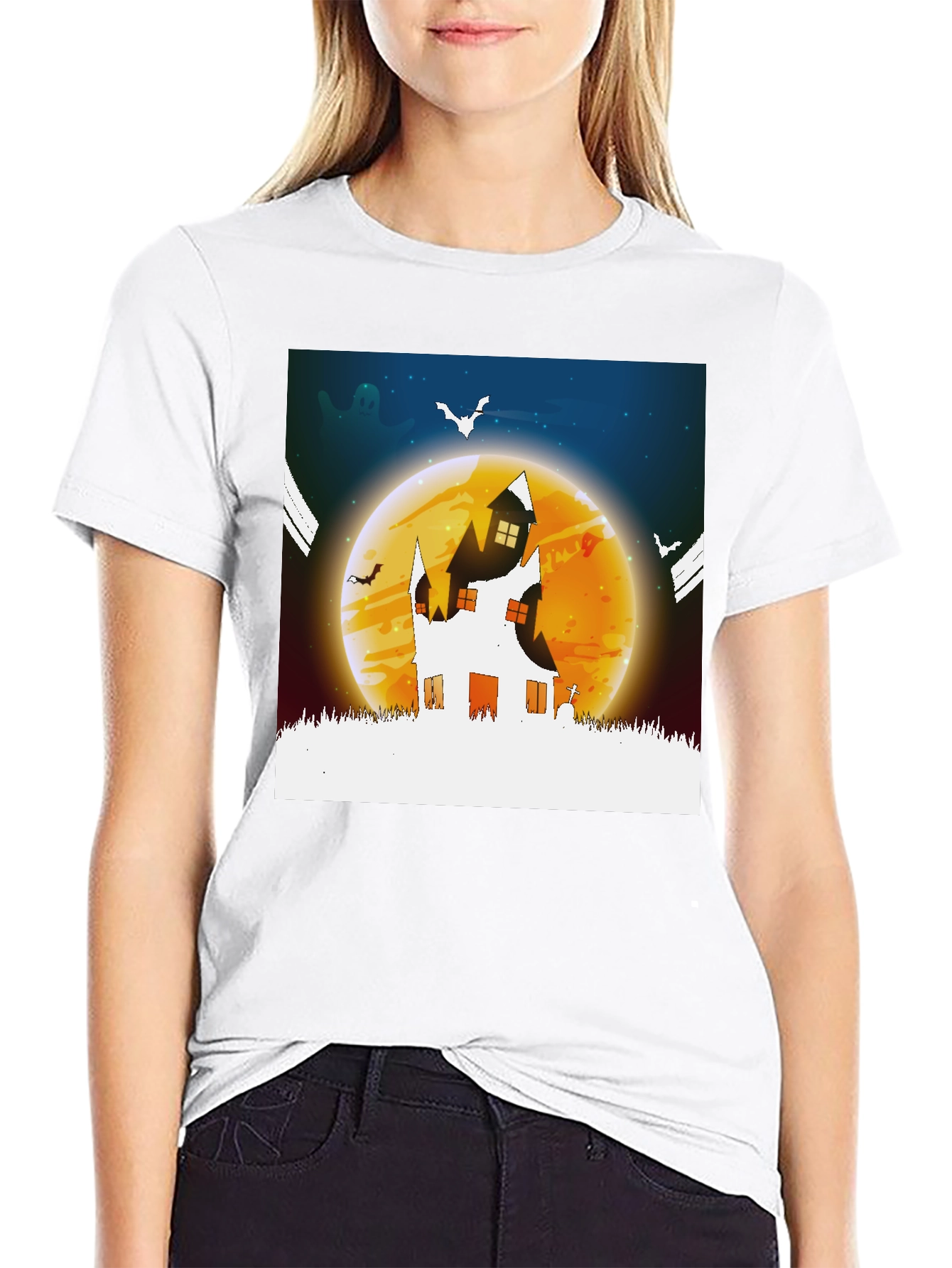 Halloween Haunted House Graphic Tee - Spooky Season!