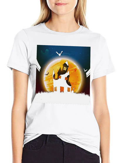 Halloween Haunted House Graphic Tee - Spooky Season!