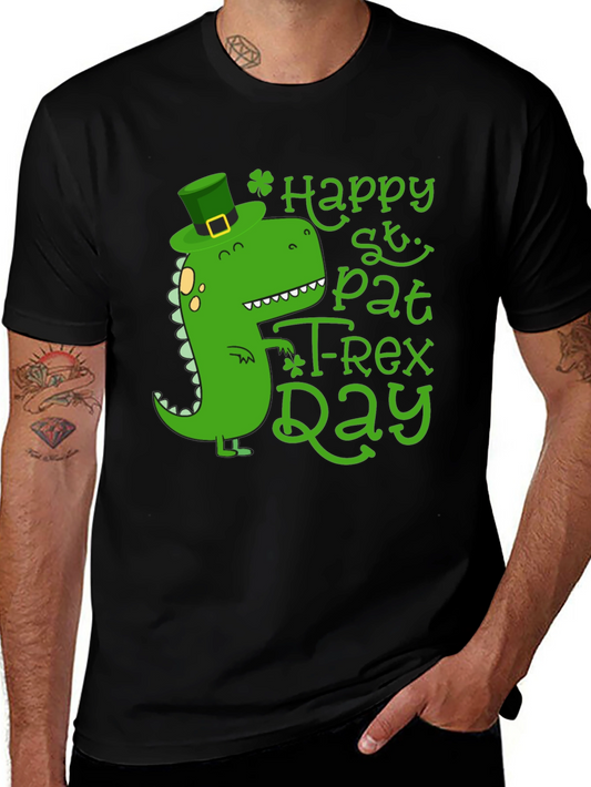 Happy St. Pat-T Rex Day Black T-Shirt