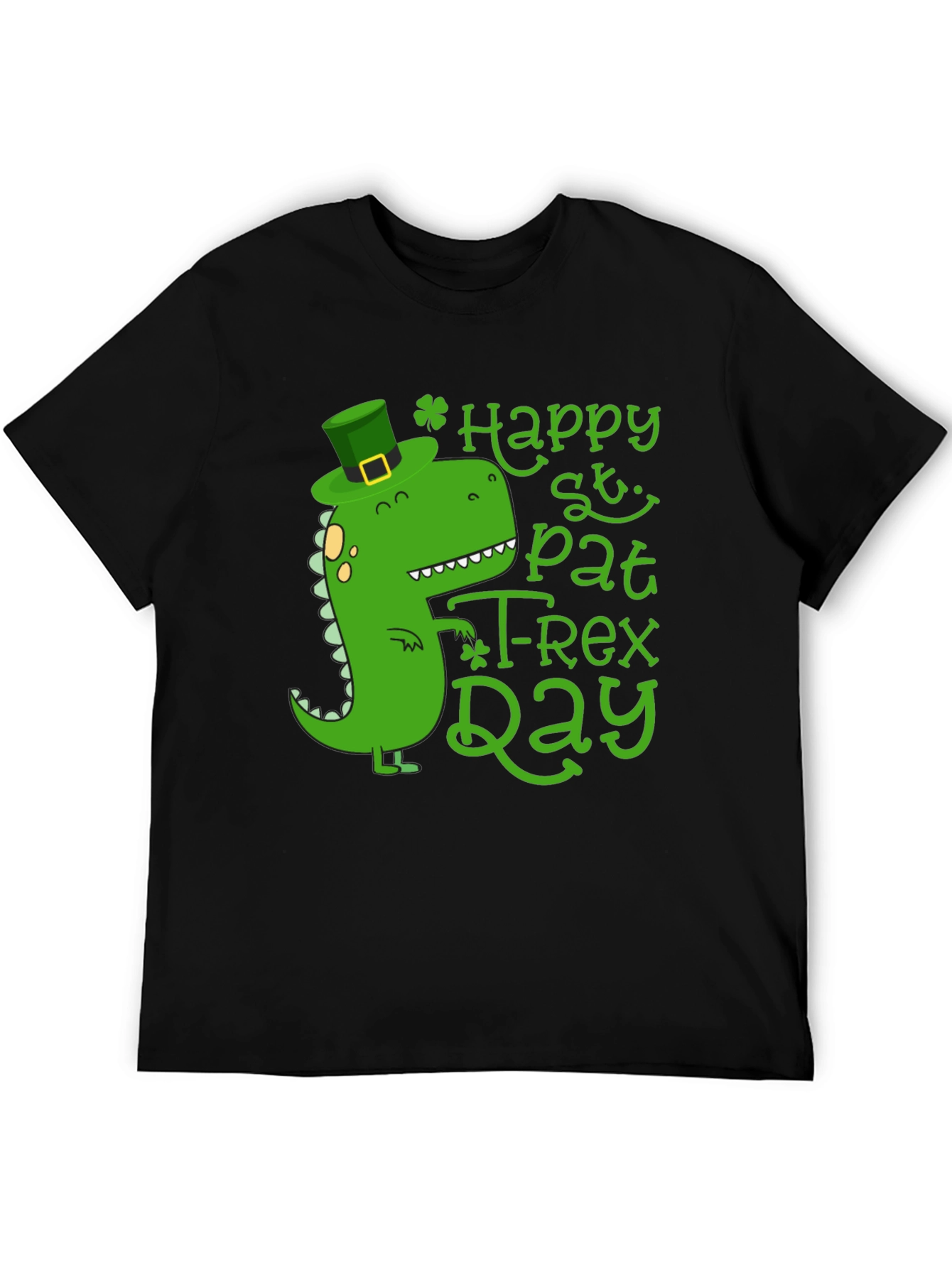 Happy St. Pat-T Rex Day Black T-Shirt