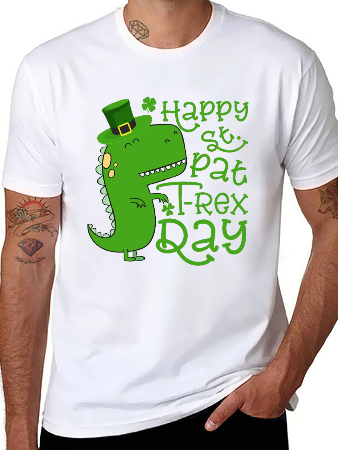 Happy St. Pat-T Rex Day Black T-Shirt