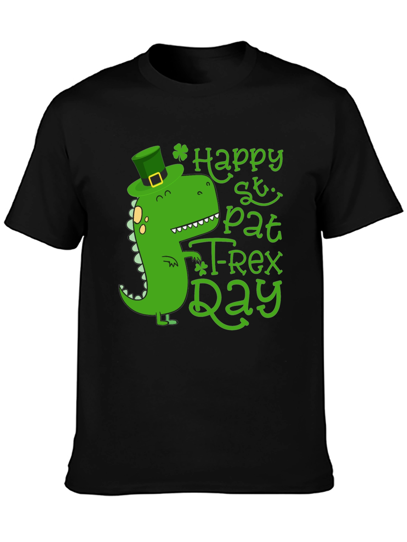 Happy St. Pat-T Rex Day Black T-Shirt