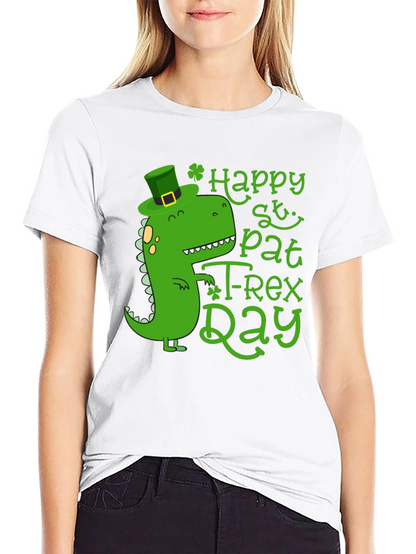 Happy St. Pat-T Rex Day Black T-Shirt