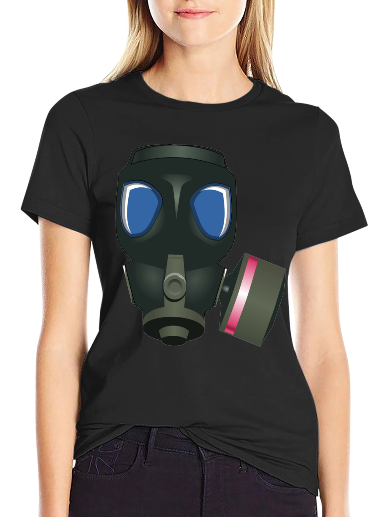 Gas Mask Graphic T-Shirt - Black Casual Tee