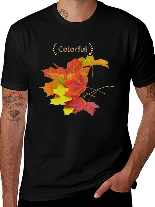 Colorful Leaves Graphic Tee - Autumn Style