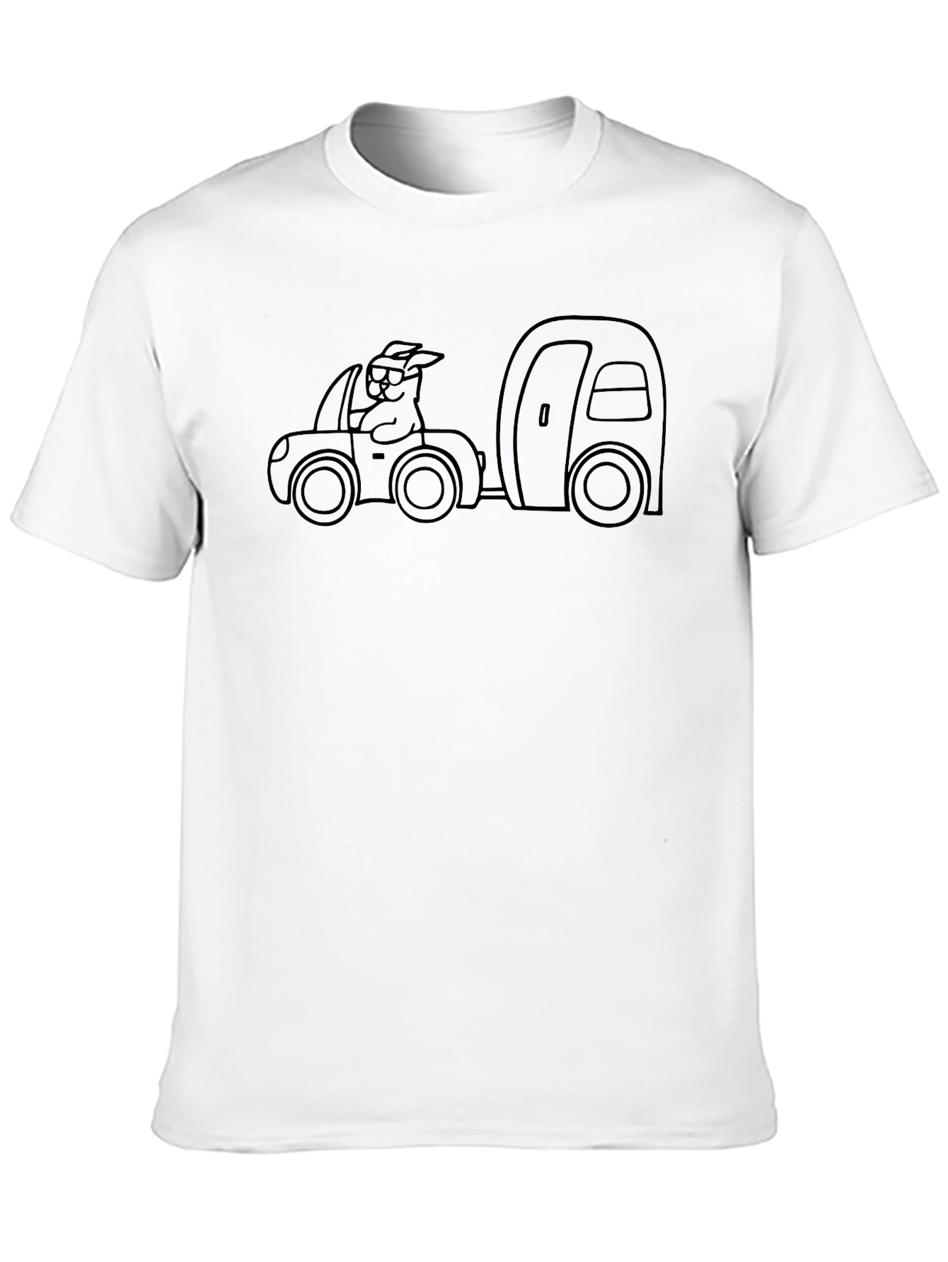 Cartoon Car & Camper Graphic T-Shirt