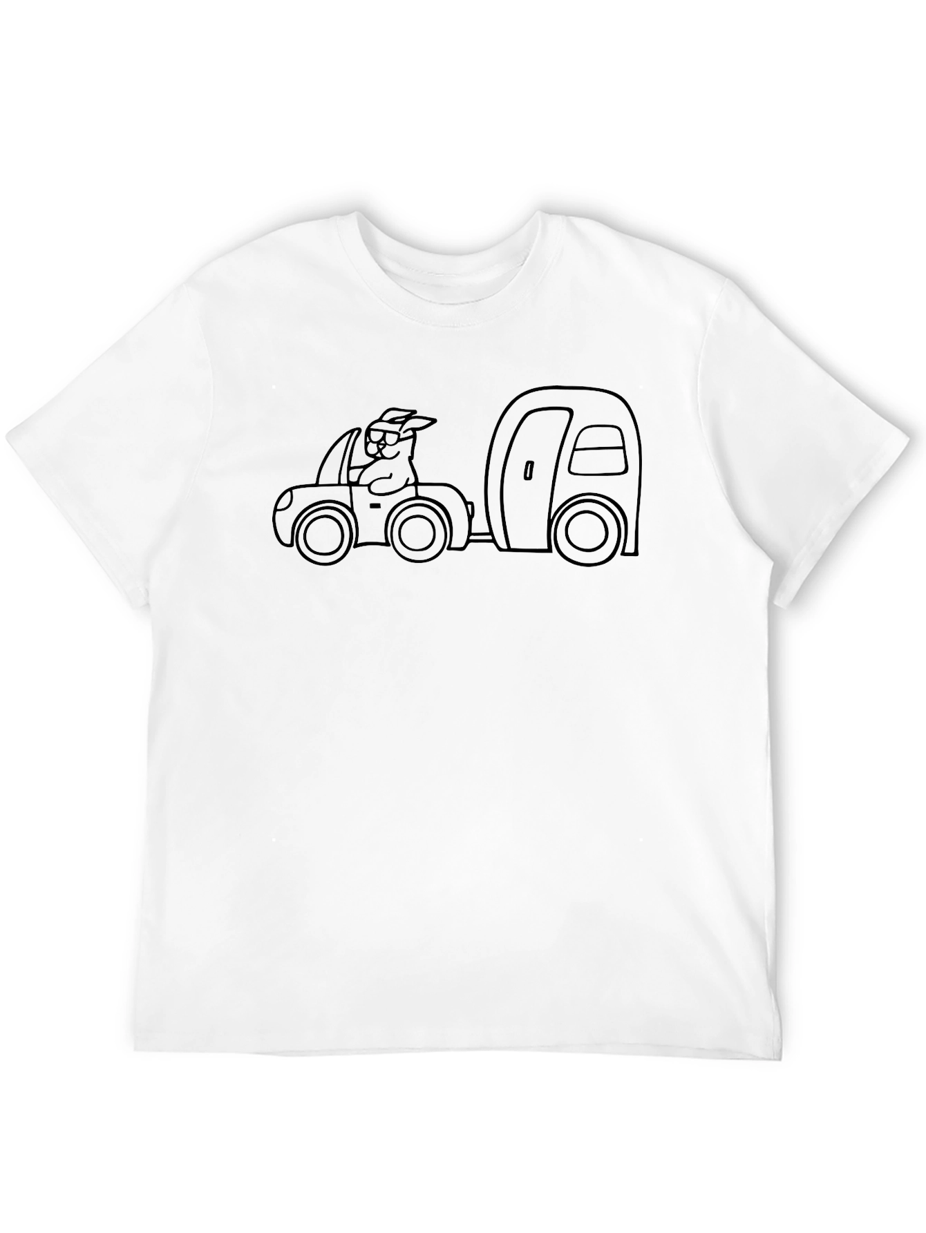 Cartoon Car & Camper Graphic T-Shirt