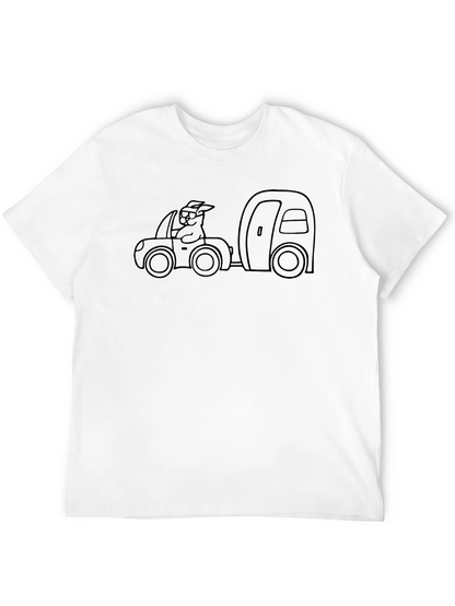 Cartoon Car & Camper Graphic T-Shirt
