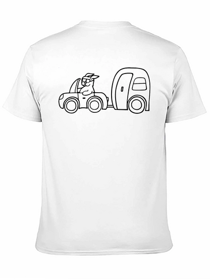 Cartoon Car & Camper Graphic T-Shirt