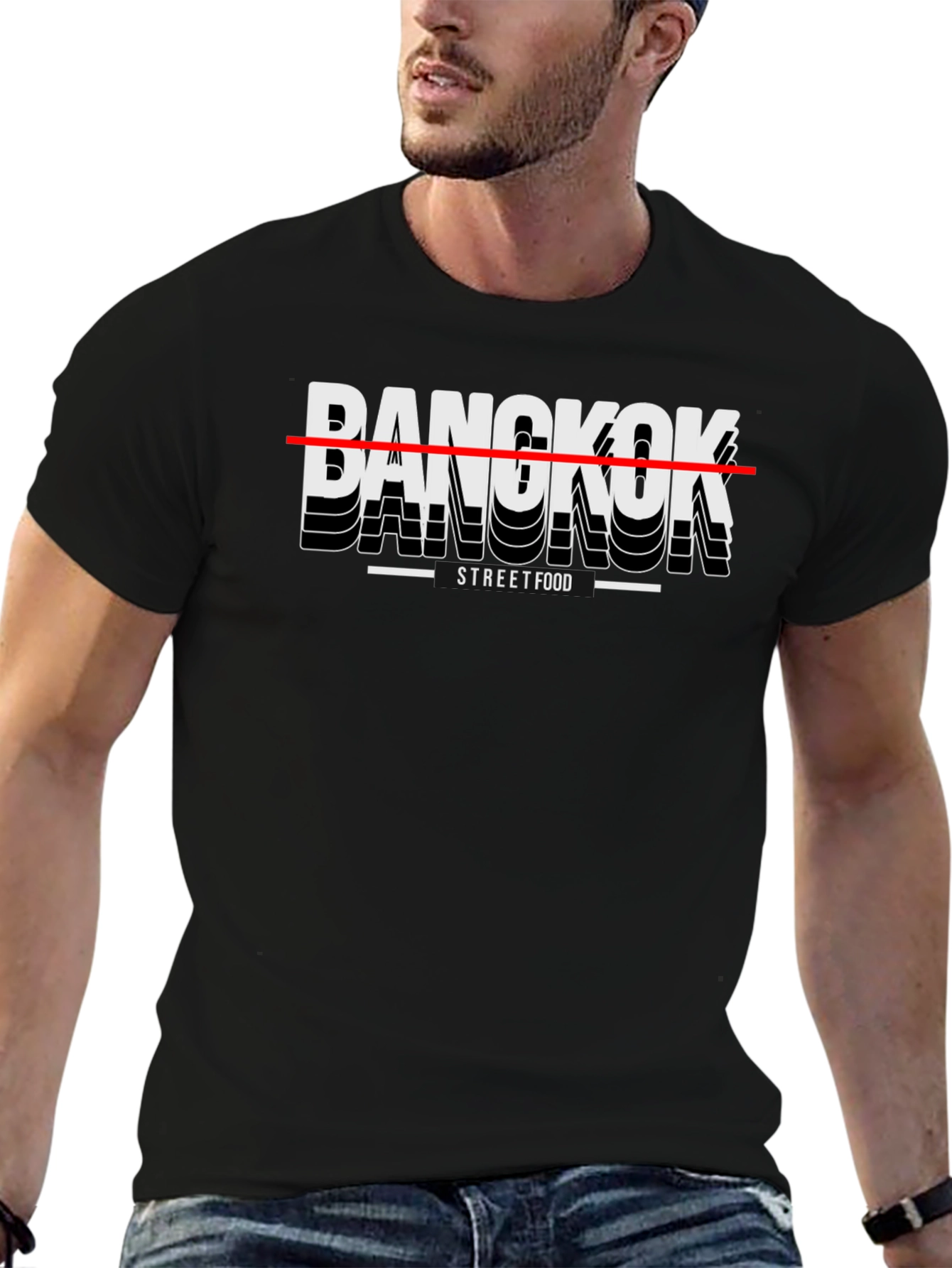 Bangkok Street Food T-Shirt - Casual Black Tee