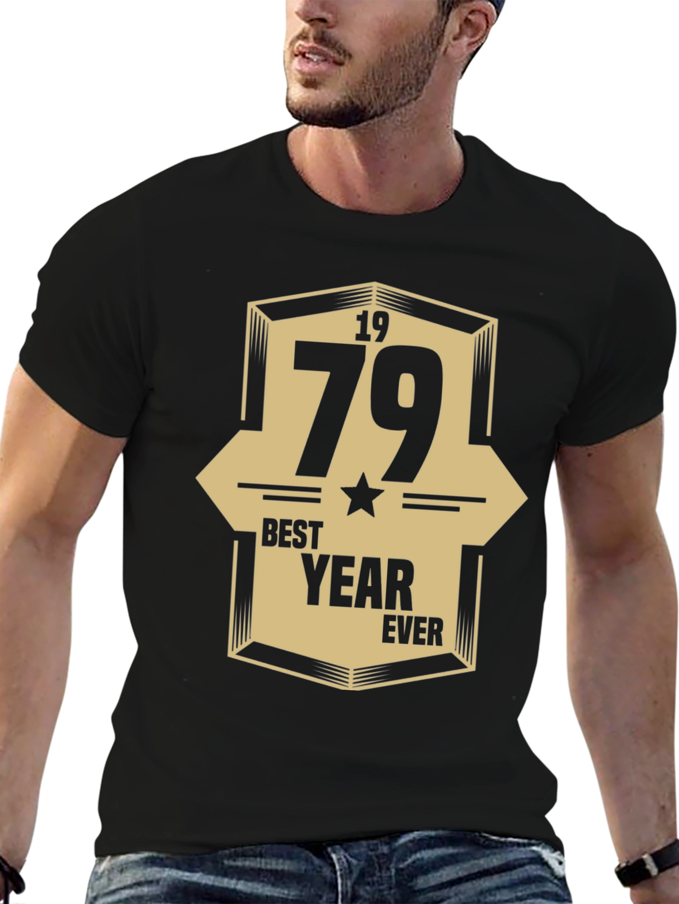 1979 Best Year Ever Graphic Print Black T-Shirt