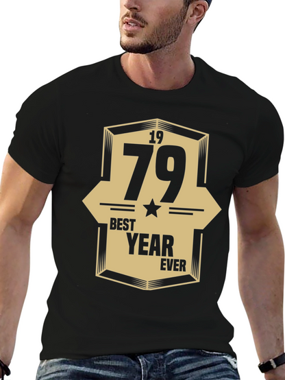 1979 Best Year Ever Graphic Print Black T-Shirt