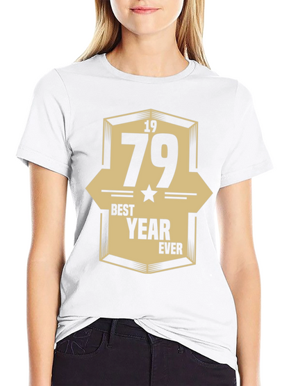 1979 Best Year Ever Graphic Print Black T-Shirt