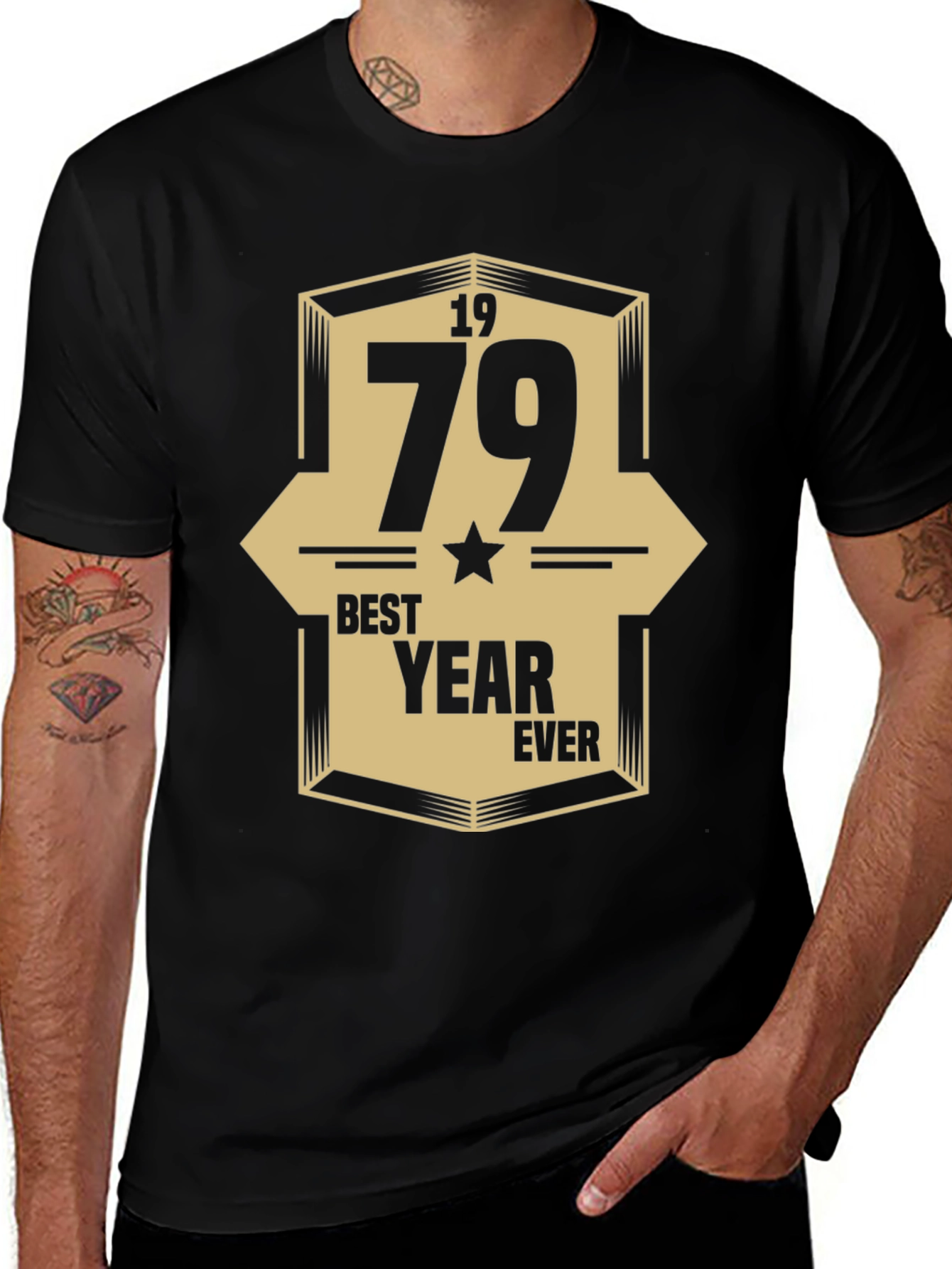 1979 Best Year Ever Graphic Print Black T-Shirt