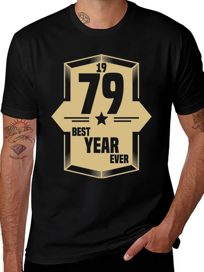 1979 Best Year Ever Graphic Print Black T-Shirt