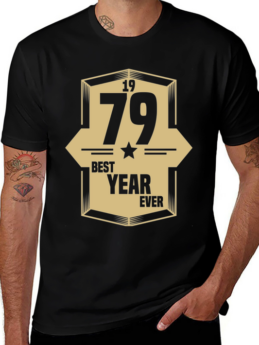 1979 Best Year Ever Graphic Print Black T-Shirt