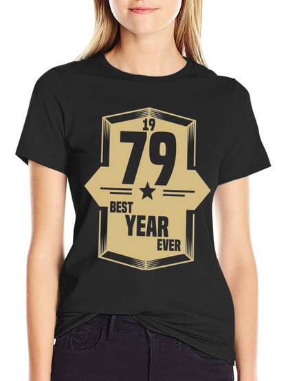 1979 Best Year Ever Graphic Print Black T-Shirt