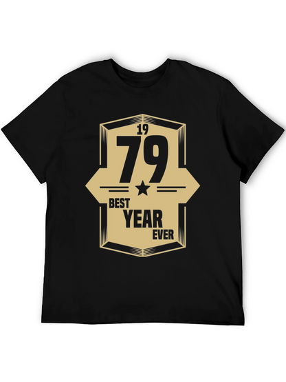 1979 Best Year Ever Graphic Print Black T-Shirt