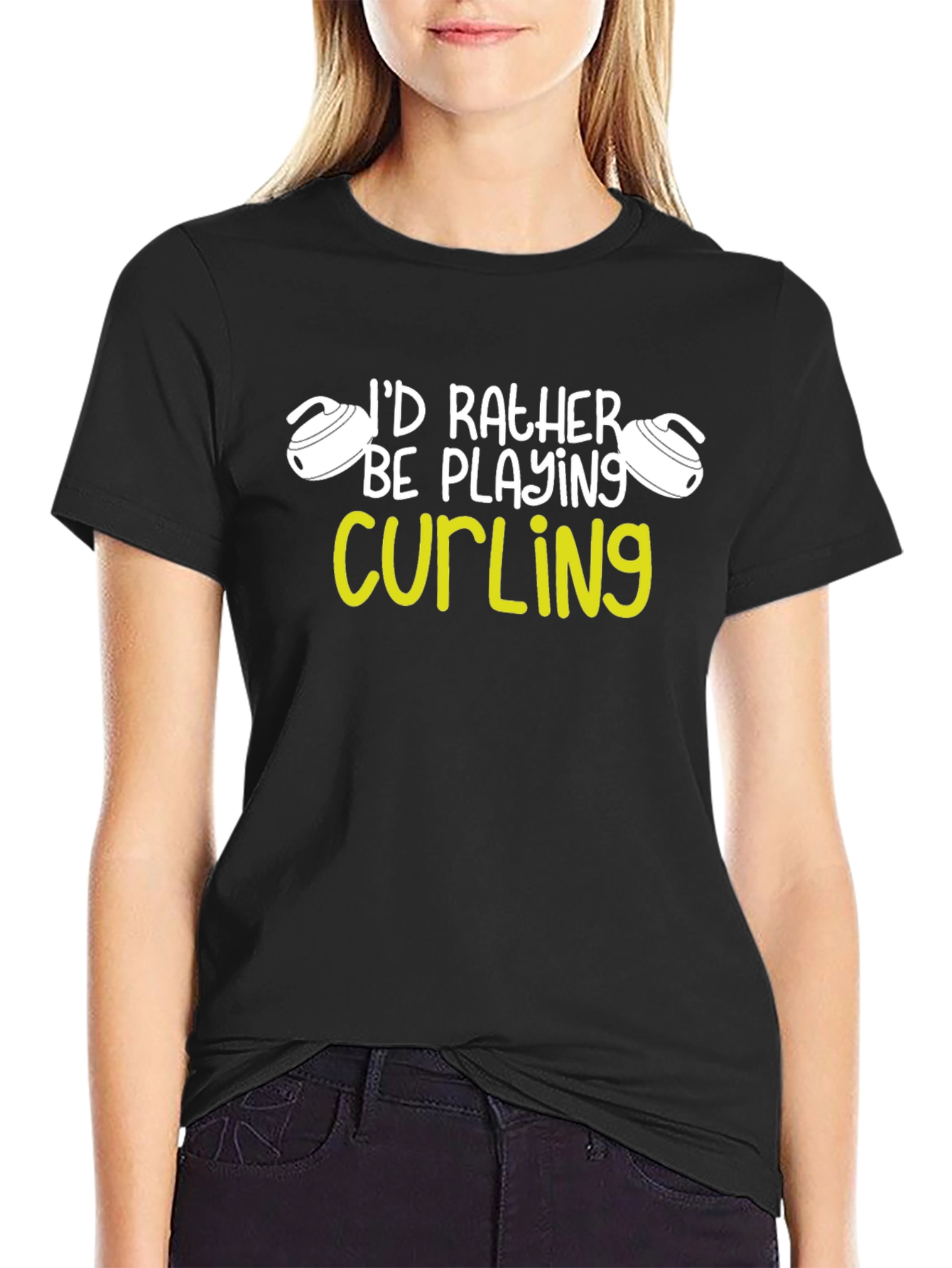 Curling Player Graphic Tee - Id Rather Be Curling