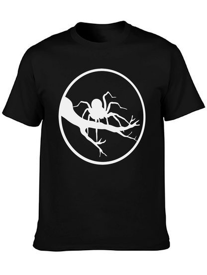 Spider on Branch Graphic Tee - Black Cotton T-Shirt