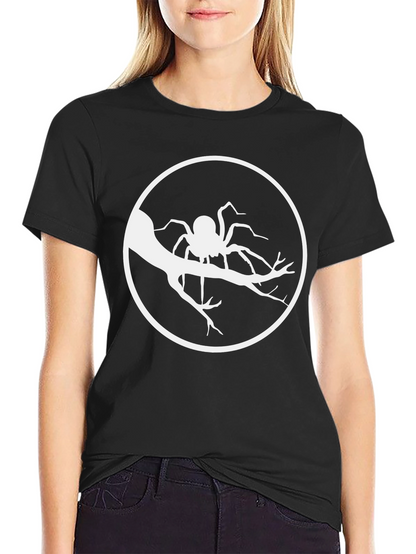 Spider on Branch Graphic Tee - Black Cotton T-Shirt
