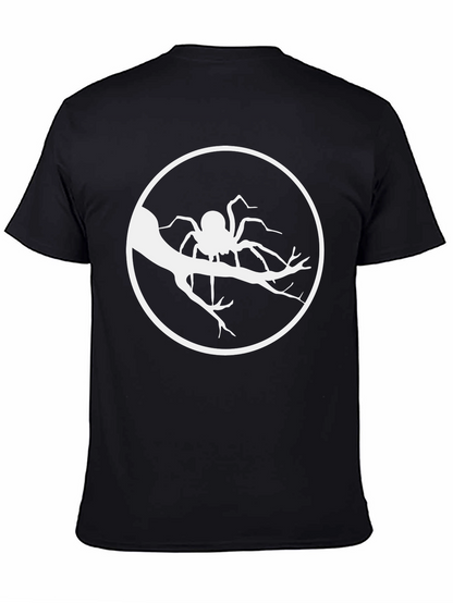Spider on Branch Graphic Tee - Black Cotton T-Shirt