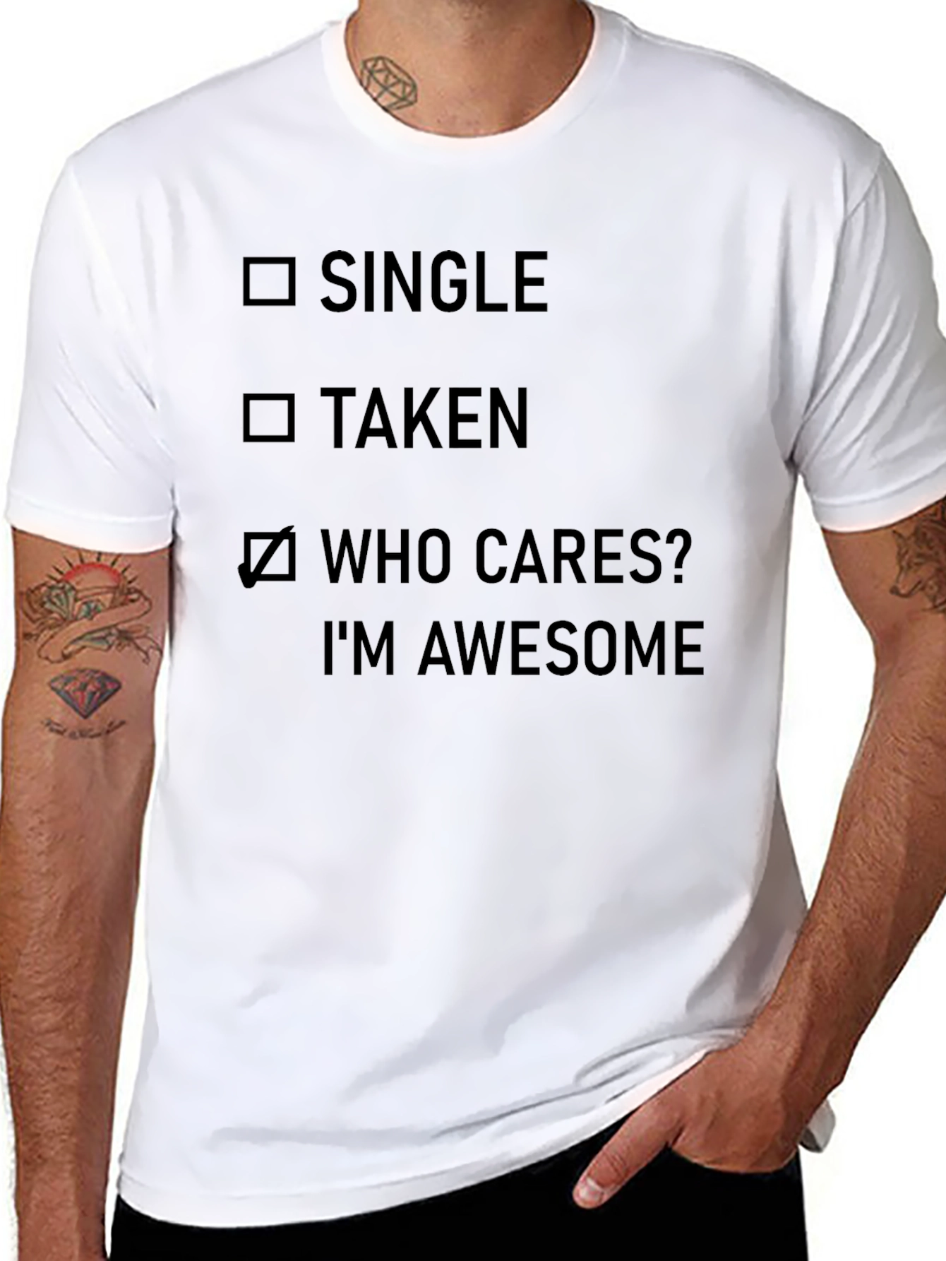 Funny Who Cares? Im Awesome Graphic T-Shirt