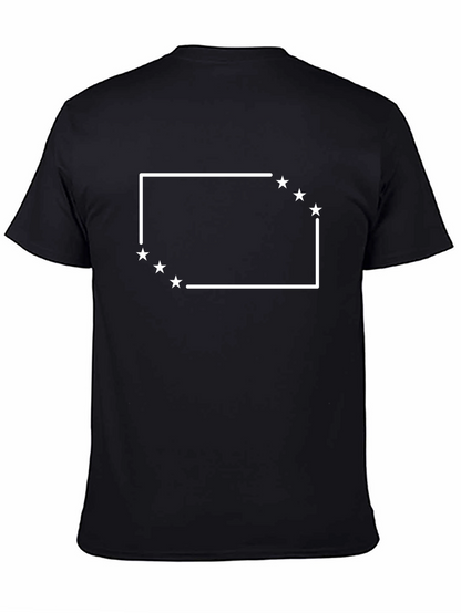 Black T-Shirt with White Star Box Design
