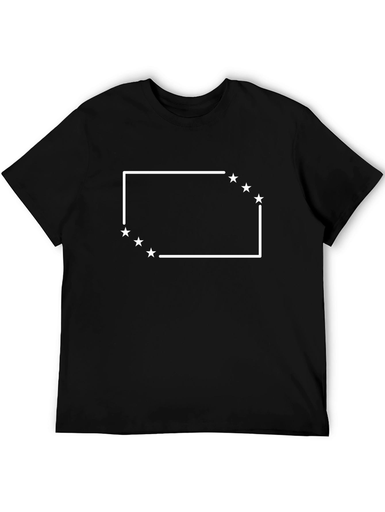 Black T-Shirt with White Star Box Design