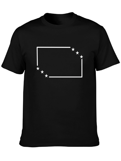 Black T-Shirt with White Star Box Design