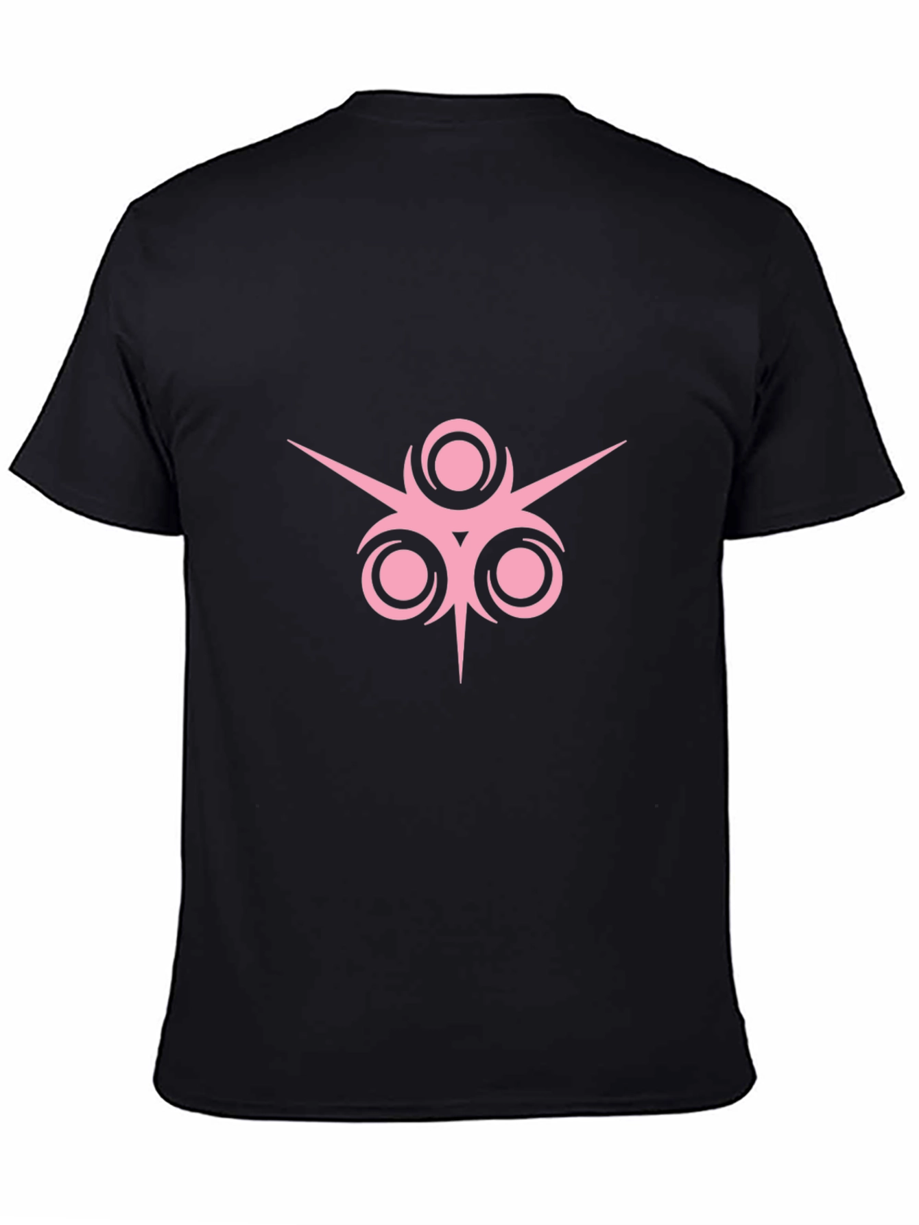 Black T-Shirt with Pink Geometric Design